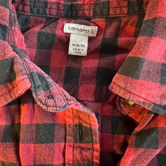 Carhartt Women’s Red and Black Plaid Flannel Medium Shirt - Picture 2 of 5